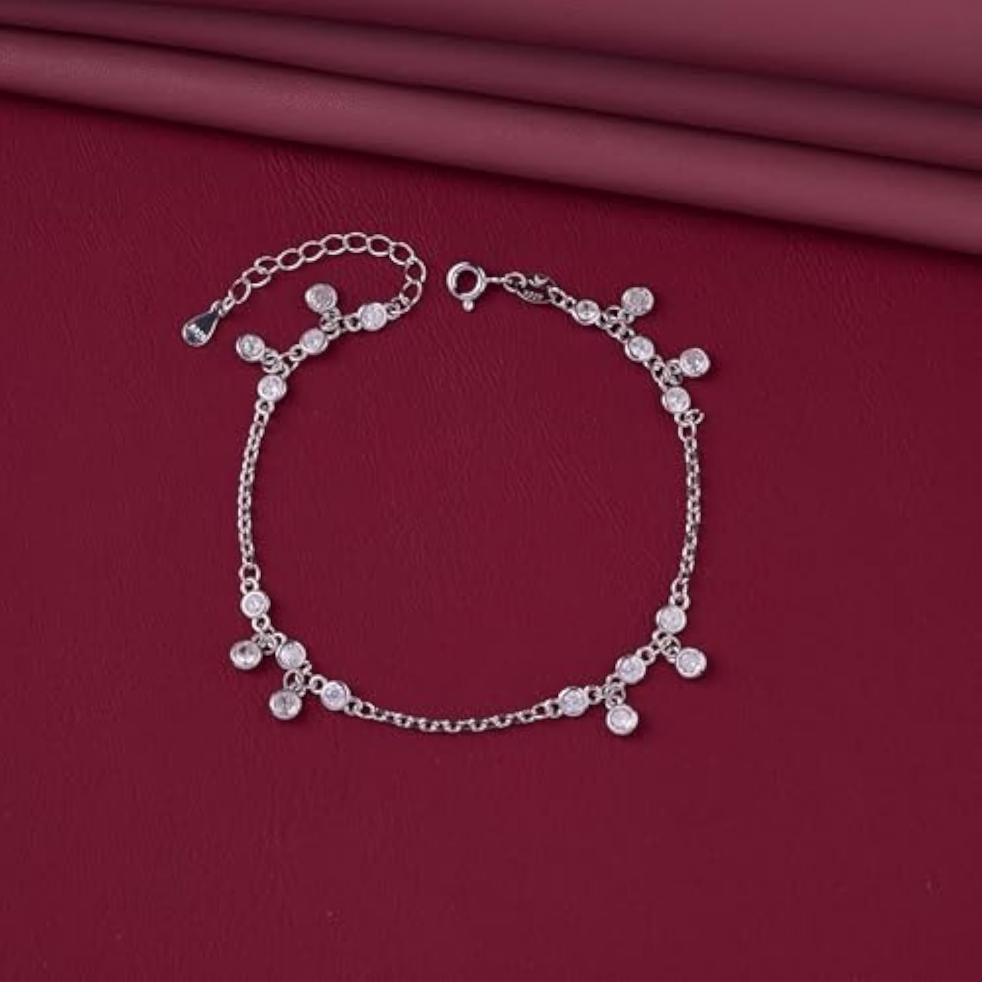 Women's 925 Sterling Silver Adjustable Bezel Charm Bracelet